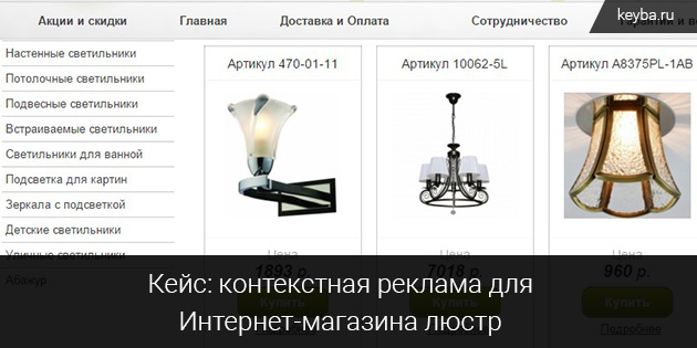 Свет-Стиль - контекстная реклама интернет-магазина люстр